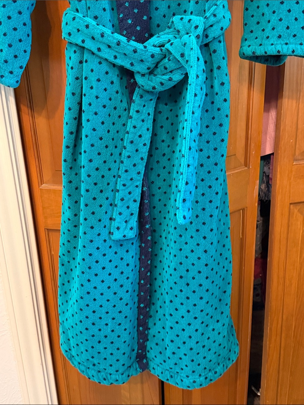 🔵🔵🔵BOGOHO🔵🔵🔵VTG John Weitz Polka-Dot Robe-Medium - Picture 3 of 13
